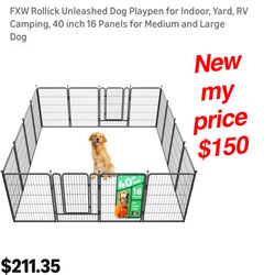 New in box FXW Rollick Unleashed Dog Playpen for Indoor, Yard, RV Camping, 40 inch 16 Panels for Medium and Large Dogs│$150 pick up east Palmdale 