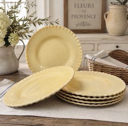 Pottery Barn Pie Crust Amber Dinner Plates 10.5” Set of 6 Discontinued