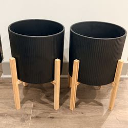 Ceramic Indoor Plant Stand Set