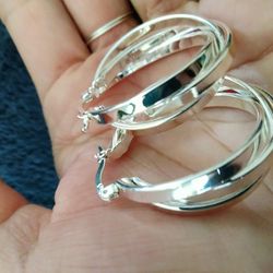 925 Sterling Silver Hoops Earrings 