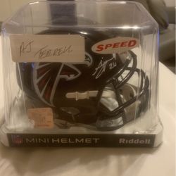 Aj Terrell Signed Mini Helmet Beckett Authentic 