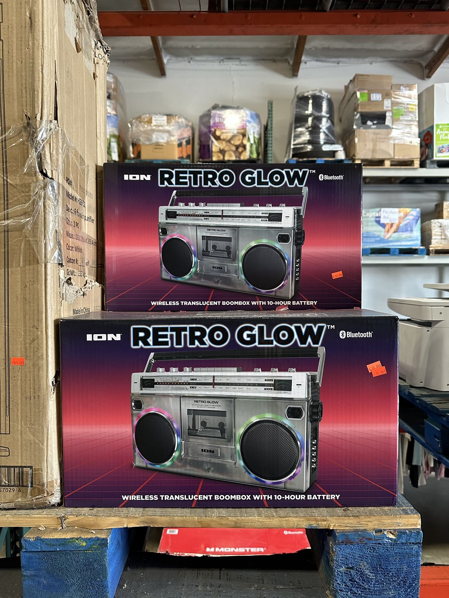 ION Retro Glow Wireless Translucent Bluetooth Boombox Brand New In Box