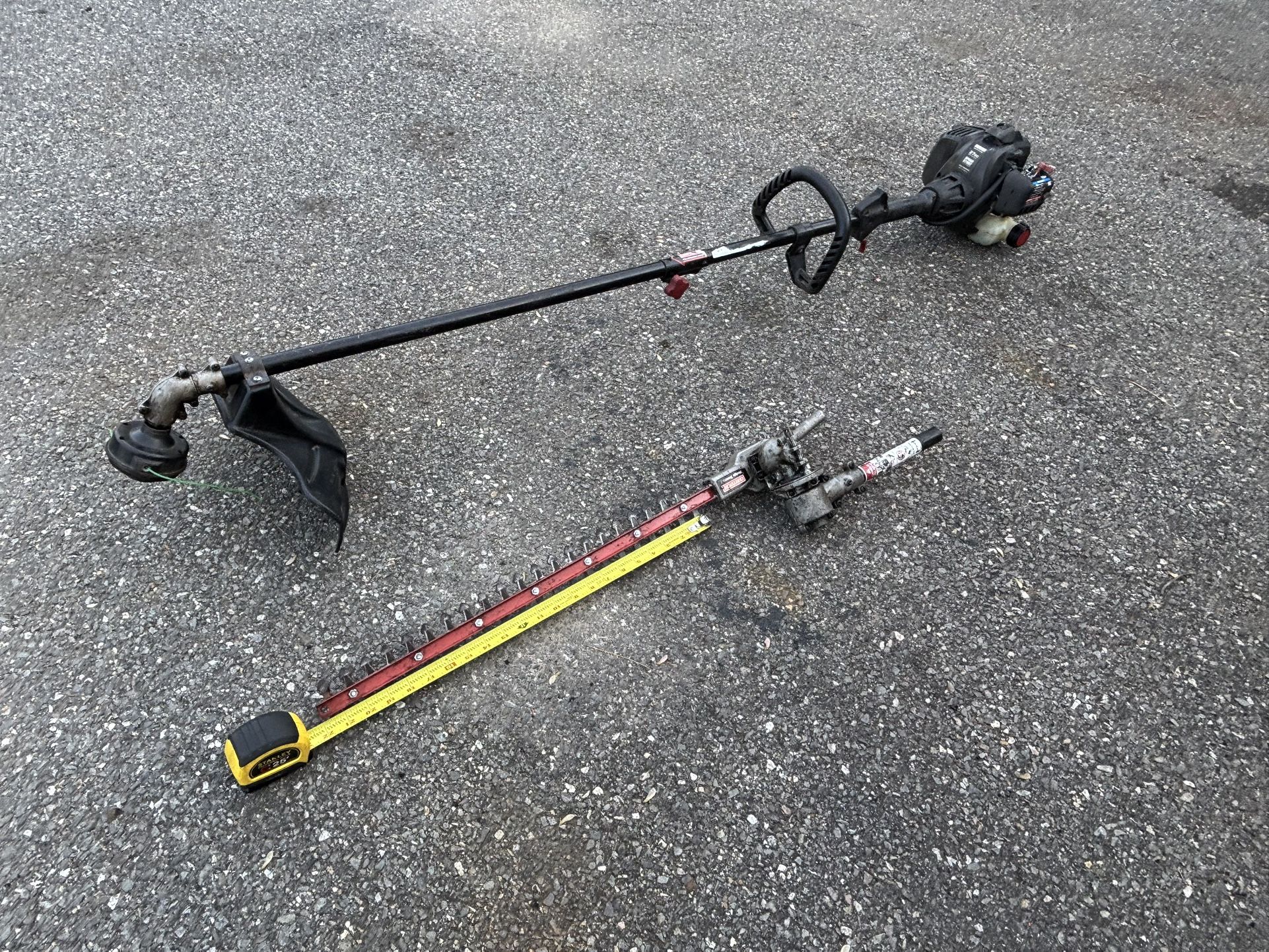 Craftsman String Trimmers/ Weed Wacker with Hedge Trimmer attachment in working condition.