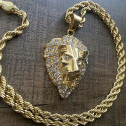 Lion Head Pendant with lab Diamond Micro pave 🔥 🔥 🔥 🦁  Free 24” 3mm rope chain and Gift Box