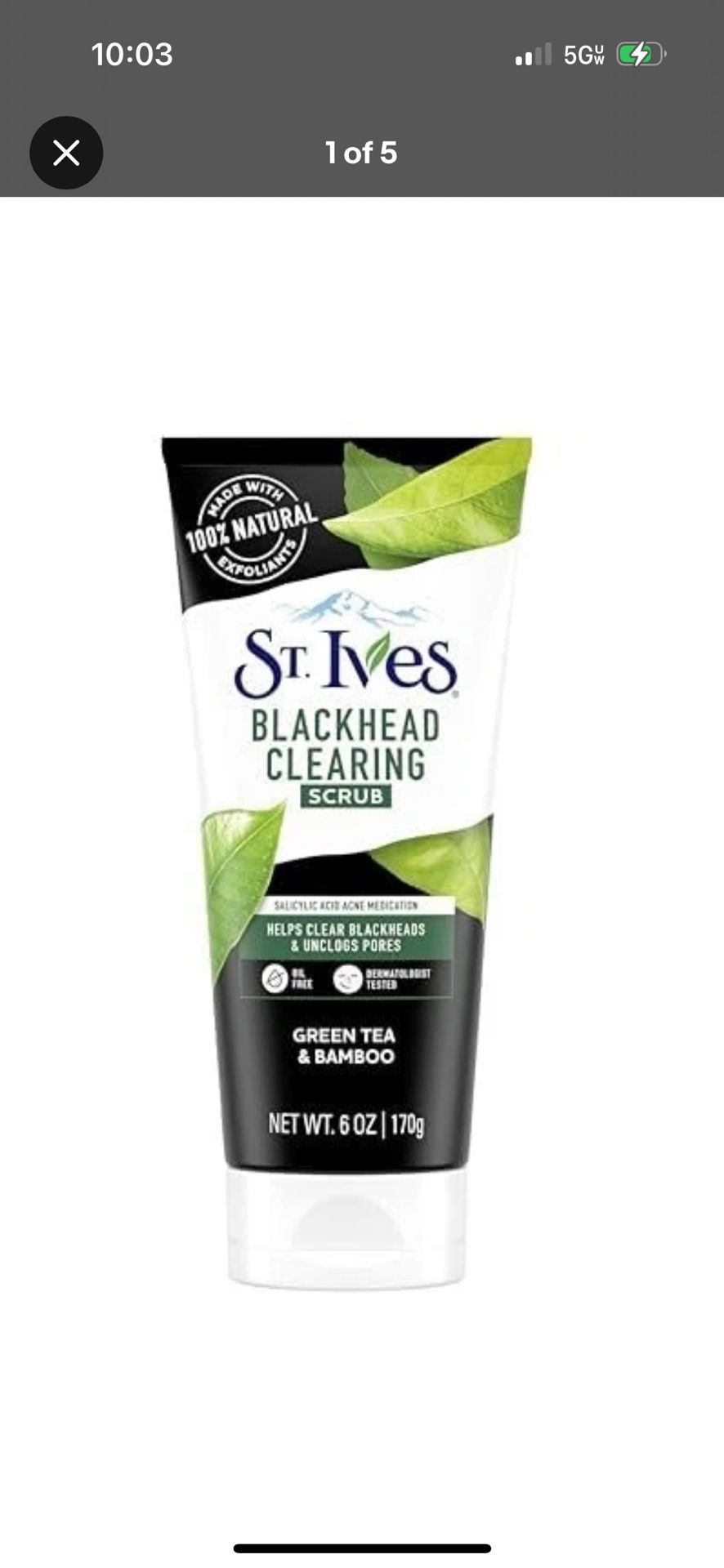 St. Ives Blackhead Clearing Face Scrub Green Tea & Bamboo