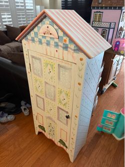 Kids furniture flower design magnet close dresser wardrobe play house