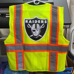 RAIDERS Safety Vest - Yellow w/Black, Silver & White 