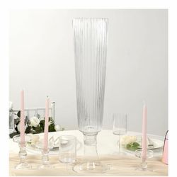 4 pcs 26" Clear Glass Trumpet Vases