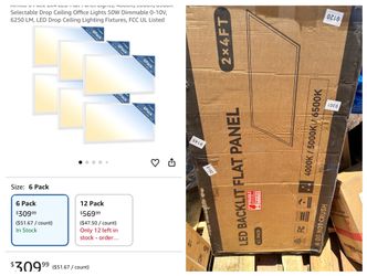 NEW Amico 6 Pack 2x4 LED Flat Panel Lights, 4000K/5000K/6500K Selectable Drop Ceiling Office Lights