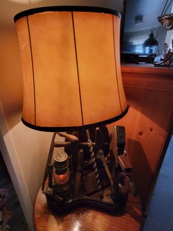 Vintage Hand Crafted Carpenter Style Wooden Lamp
