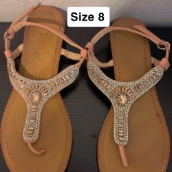 Size 8 Pink Silver Sandals 