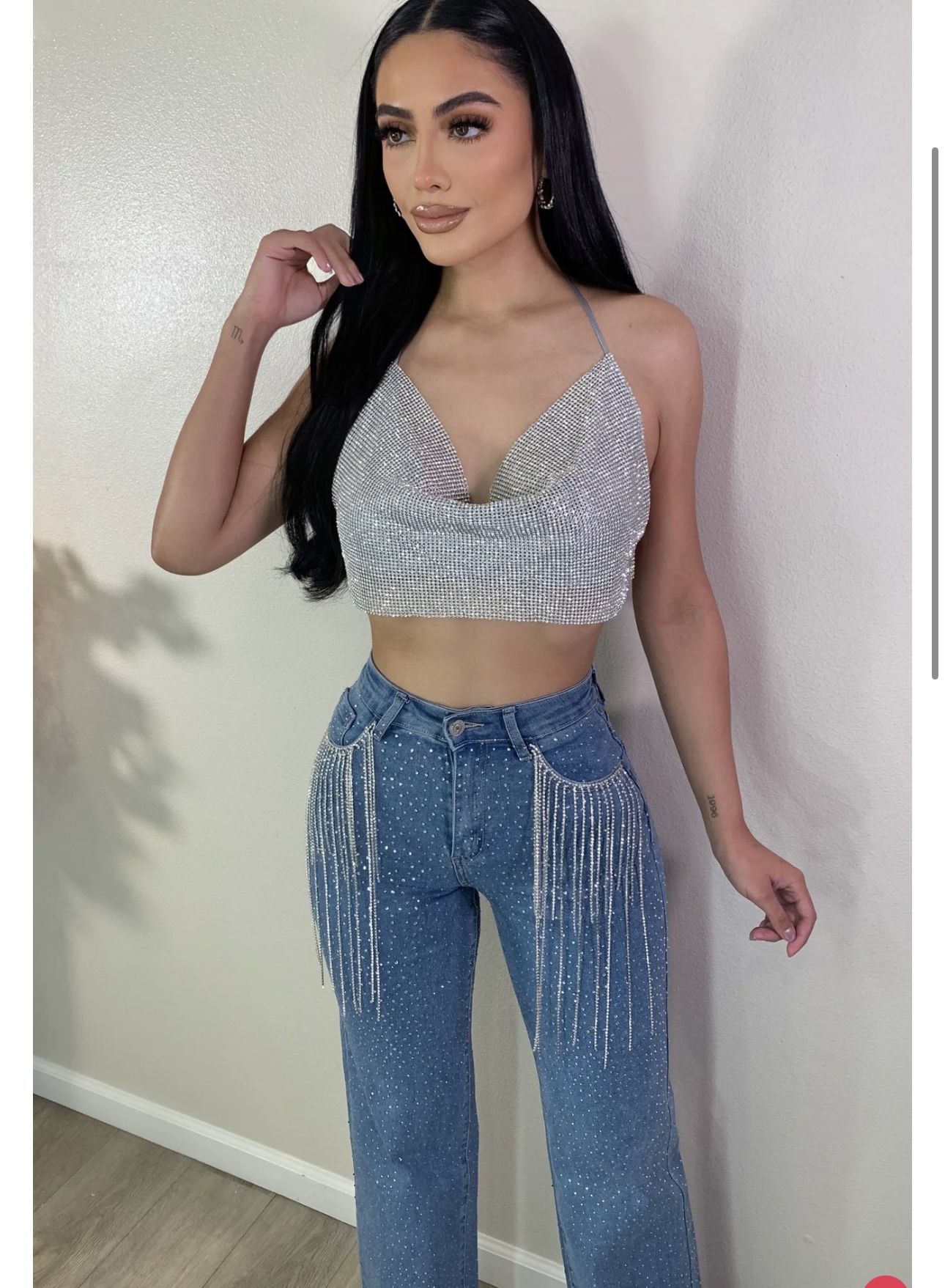 Rhinestone Crop Top