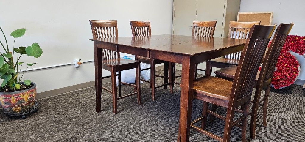 Cherry Dining Table & 6 Chairs - Bar Height