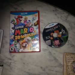 Two Wii U games  Super Mario 3-D world and Minecraft Wii U edition
