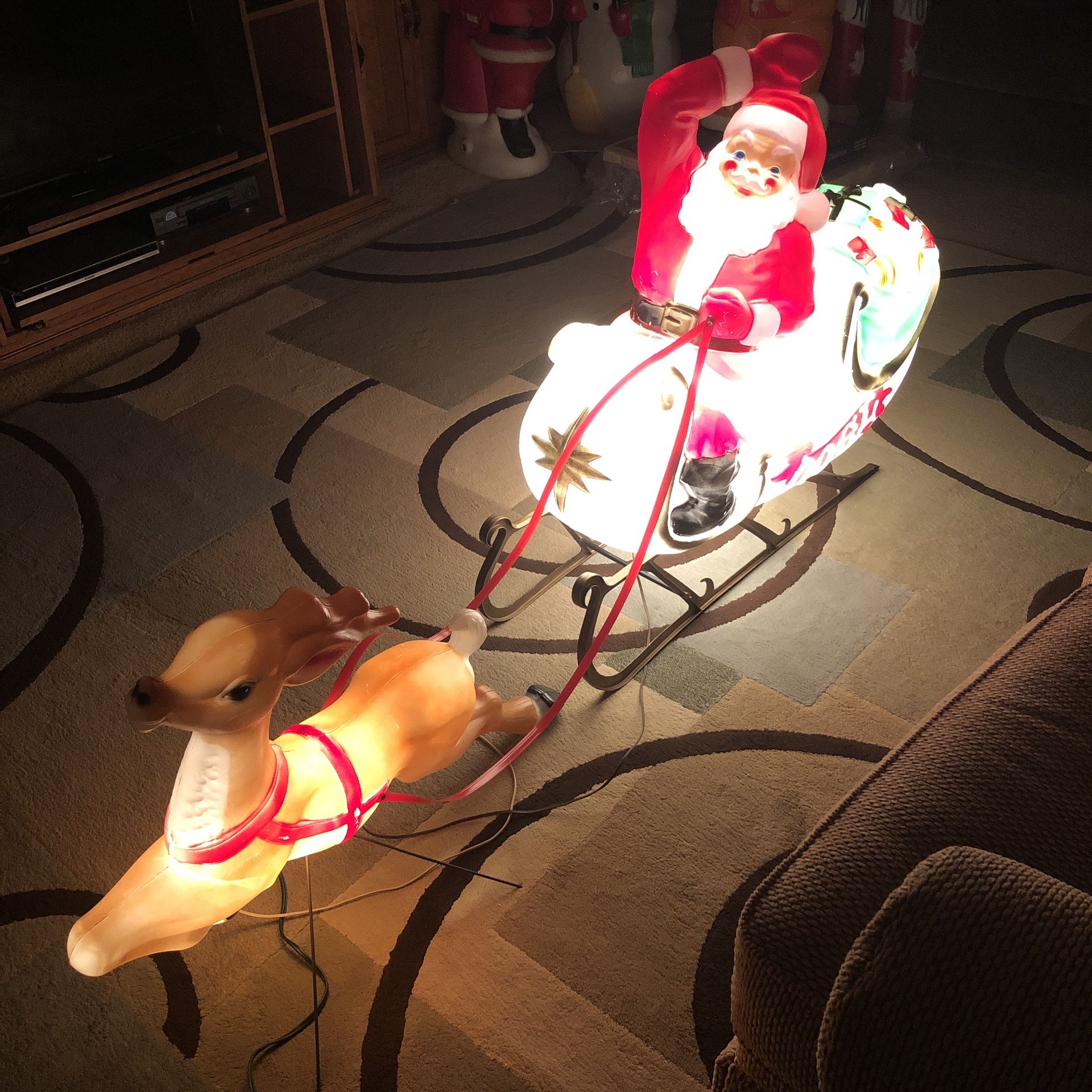 Vintage Giant Empire Santa Claus Sleigh Blow Mold Reindeer Instructions Spares