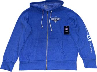 Los Angeles Rams 2021 Super Bowl Champions Full Zip Hoodie Sweatshirt Womens 3XL