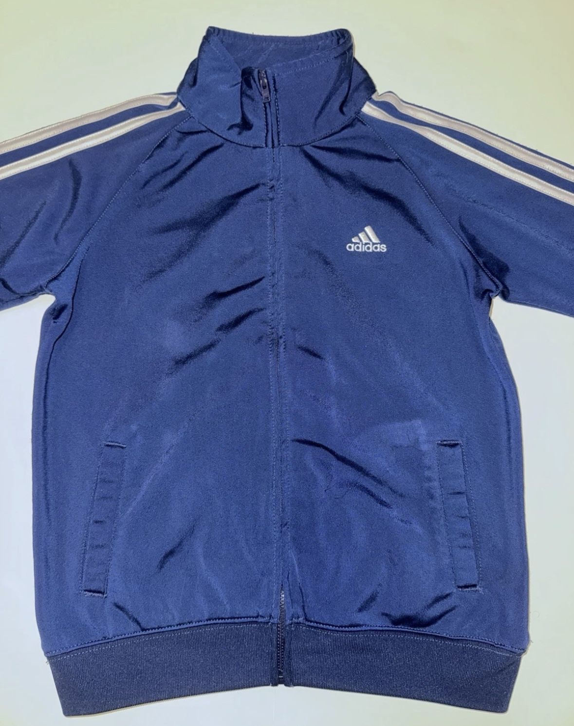 Adidas Boys Blue White Zip Up Track Jacket Coat