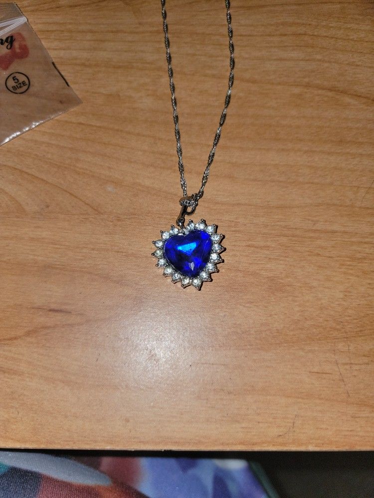 21 Inch Heart Of The Ocean Necklace Sterling Silver