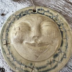 Vintage Handmade Ceramic Sun/Moon Wall Art Signed And Numbered 