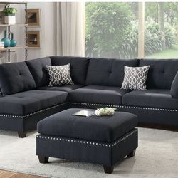 3 PC SECSIONAL SOFA BLACK NEW IN BOX ☎️ 1714586,2564