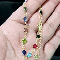 CZ multicolor bracelet 14k gold plated. 