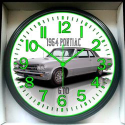 Wall Clock 1964 Pontiac GTO Glow In The Dark Garage Shop Wall Clock New!