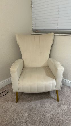 Velvet chair  cream white with gold legs