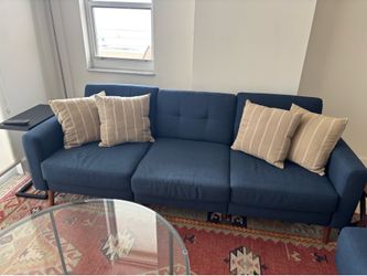 Blue Burrow Sofa with Ottoman
