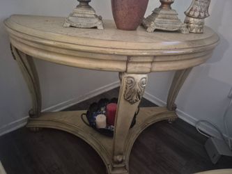 French Provincial Demilune Console Table