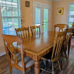 Moving Sale – Solid Wood Dining Table Set (Seats 6–8)