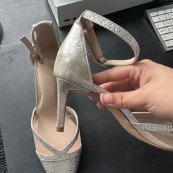 Silver white heels from DSW