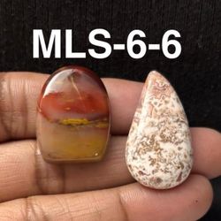 Multi-Stone Mix Shape Gemstone Cabochon-2Pc Lot-MLS-6-6