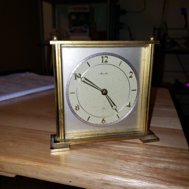 Beautiful Antique  Brass  Mantle Clock By Mauthe. 
