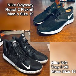 (2) Nike Men’s Size 12 ‘Odyssey React 2 Flyknit’ & Nike ‘KD Trey 5 VII’ Shoes Both Size 12