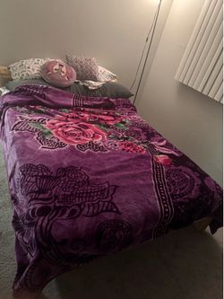 Wood bed frame and mattress