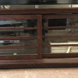 TV Stand With Glass Sliding Cabinet