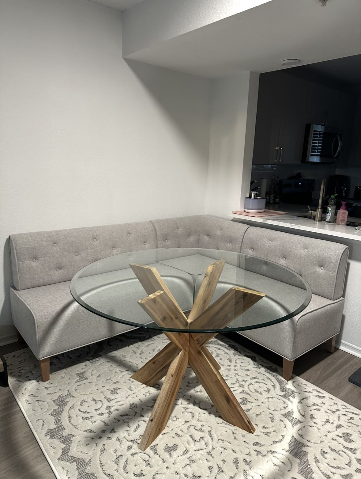 Upholstered Corner Nook And Dining Table Set