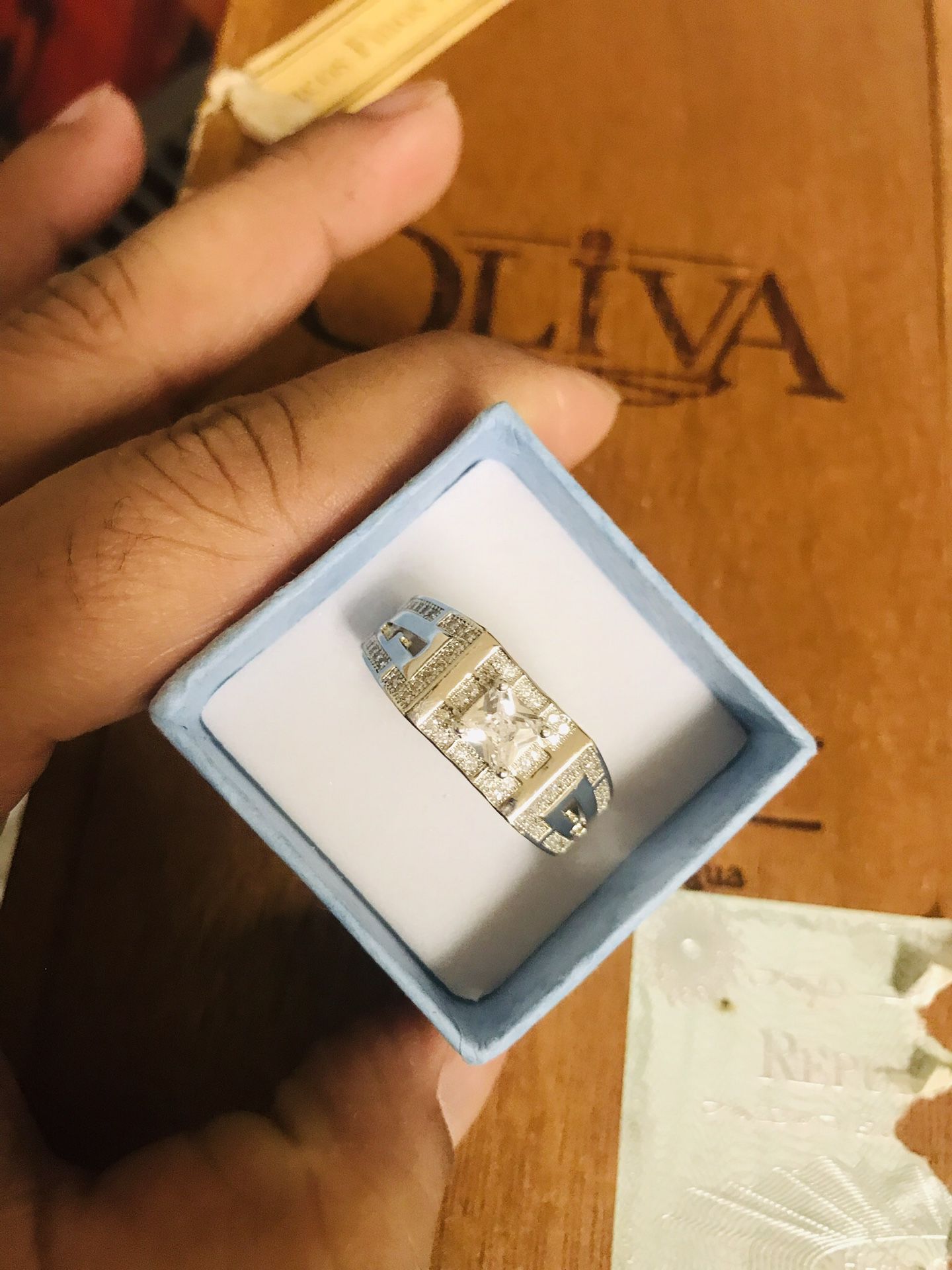 Men’s 925 starling silver diamond wadding engagement rings sizes 11&12