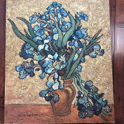 painted floral art blue flowers art wallart