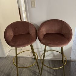 Set of 2 Velvet Bar Stools – Like New