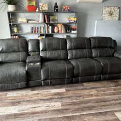 Leather Couch With 3 Recliners 