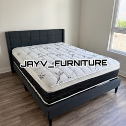 NEW QUEEN BED FRAME WITH MATTRESS