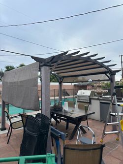 FREEE !!!Outdoor Pergola Patio Gazebo,Retractable Shade Canopy,Steel Frame Grape Gazebo,Sun shelter Pergola for Gardens,Terraces,Backyard