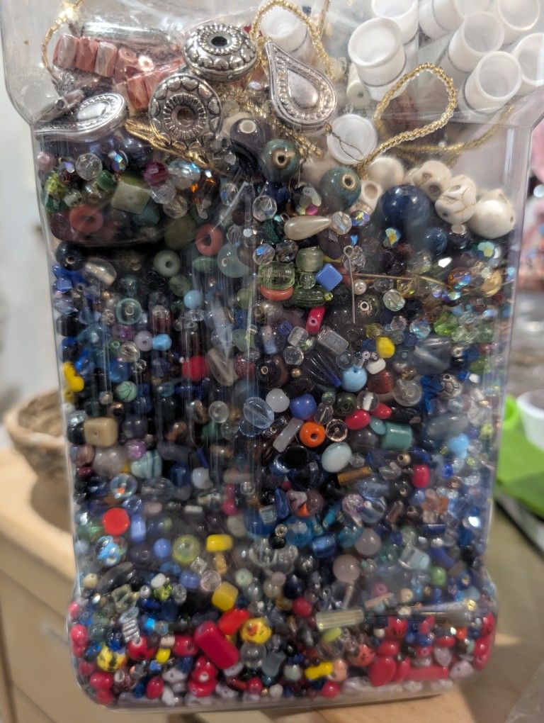 11lb Glass And Stone Beads, No Plastic
