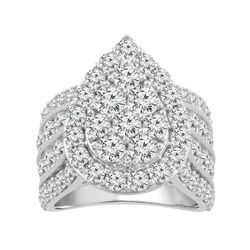 5Ct Pear Halo Cluster Ring 14kt White gold