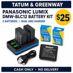 Panasonic Lumix DMW-BLC12 Battery 2-Pack & Dual USB Charger Kit