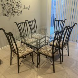 Glass table & 6 Chairs