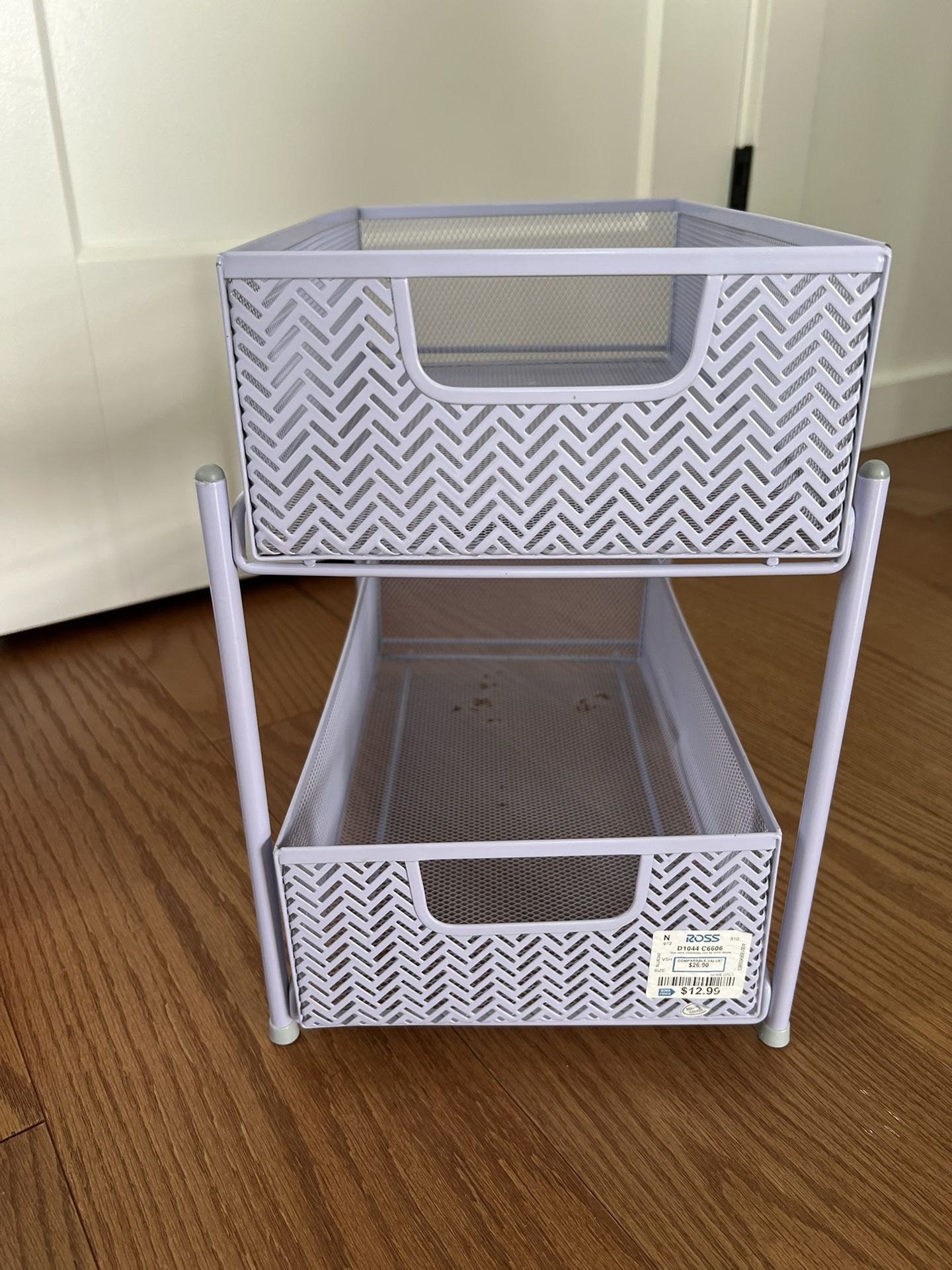 Two Tier Metal Wire Shelf Purple/Lavender Color