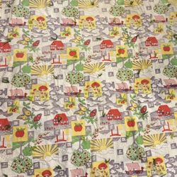Vintage Handmade Mushroom Cottage Core Prairie Print Quilt Throw blanket 64 X 39