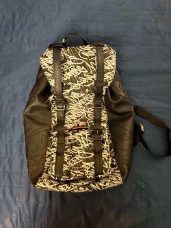Sprayground Black Graffiti Print Leather Backpack